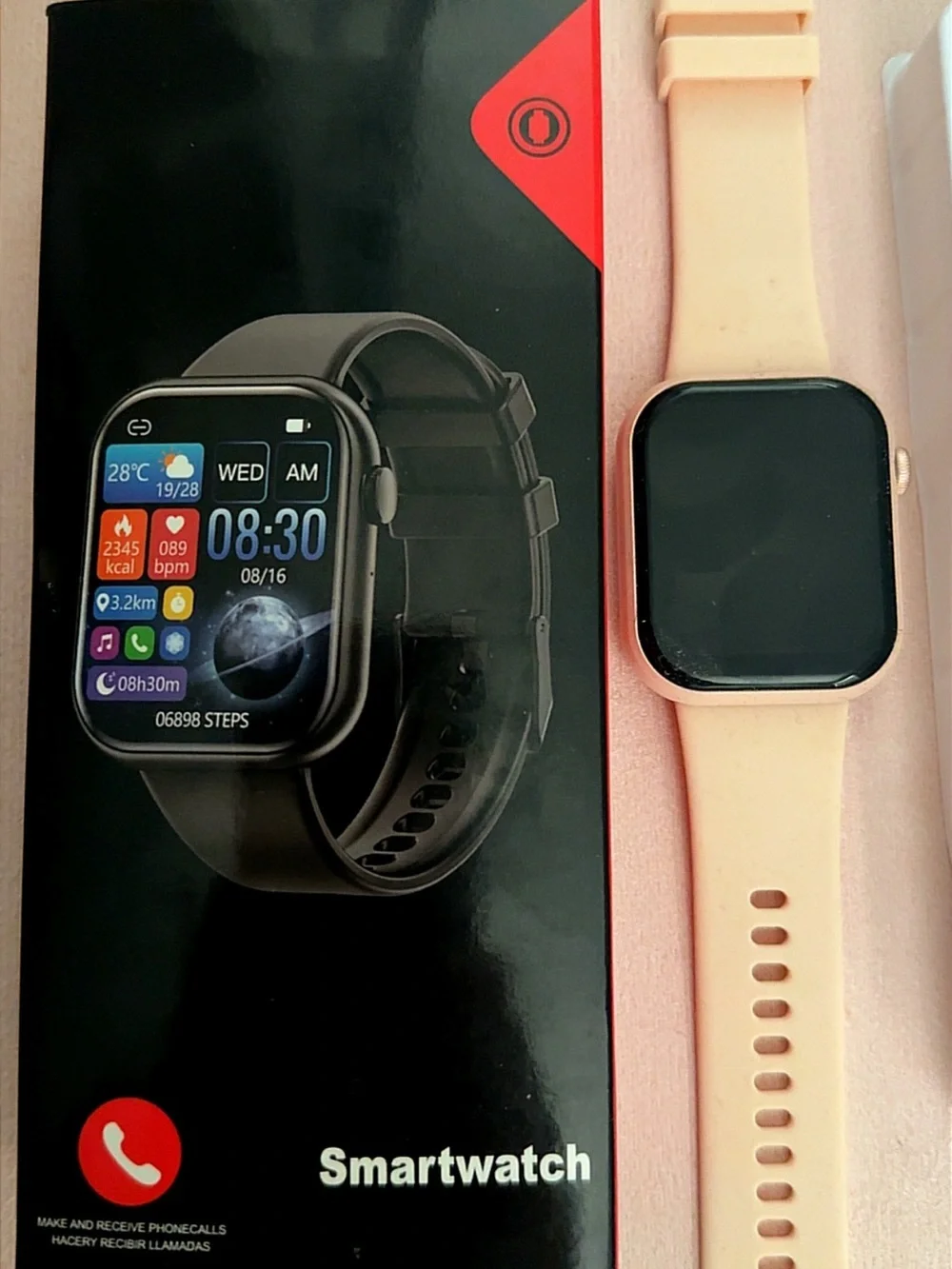 Rose Gold Smartwatch with Pink Silicone Strap & Metal Mesh Band